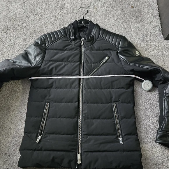 Mens Mens MOOSE KNUCKLE leather down Motorcyle Jacket - Picture 8 of 9